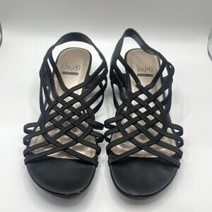 Impo Rezi Black Stretch Wedge Heel Sandal Size 8 Pre-owned
